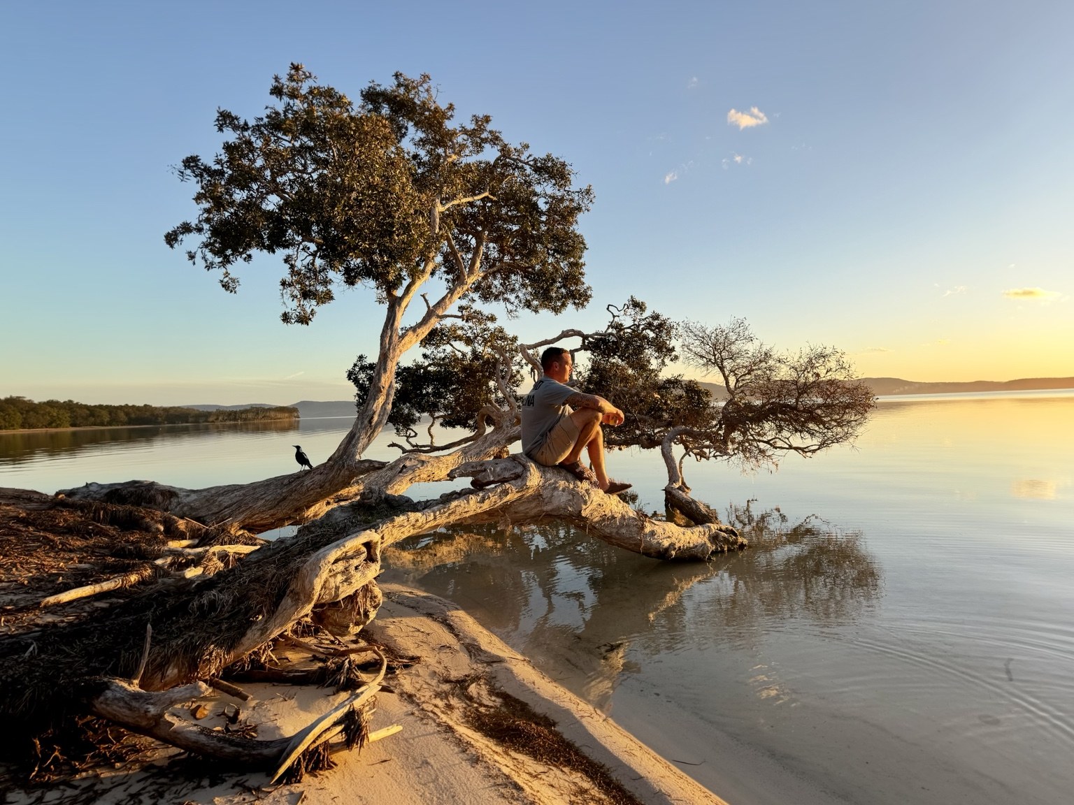 Quiet moment beside the water at sunset